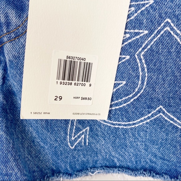 LEVI’S 501 High Rise Embroidered Denim Shorts New - Picture 5 of 9